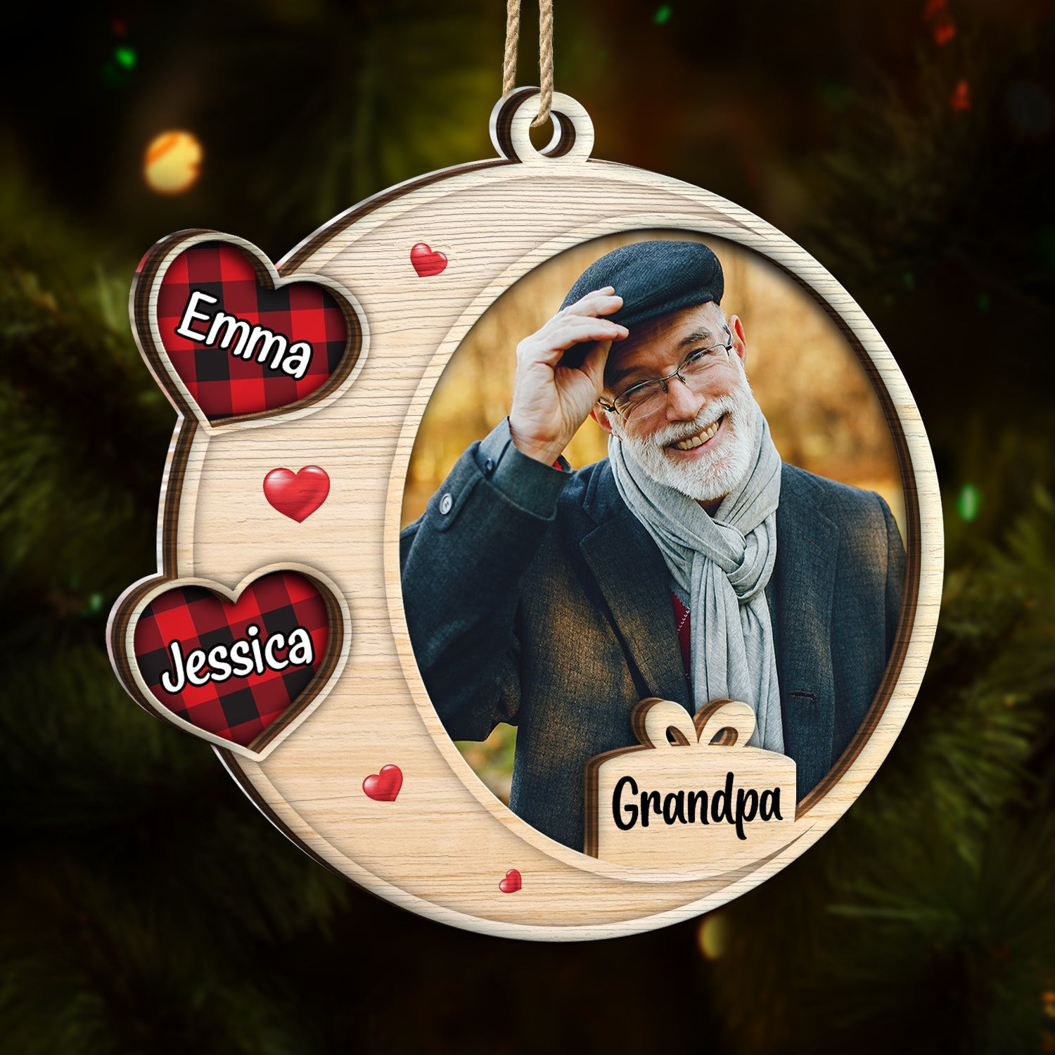 Custom Photo Heart Frame - Christmas Gift For Parents And Grandparents - Personalized 2-Layered Mix Ornament ORNA1210