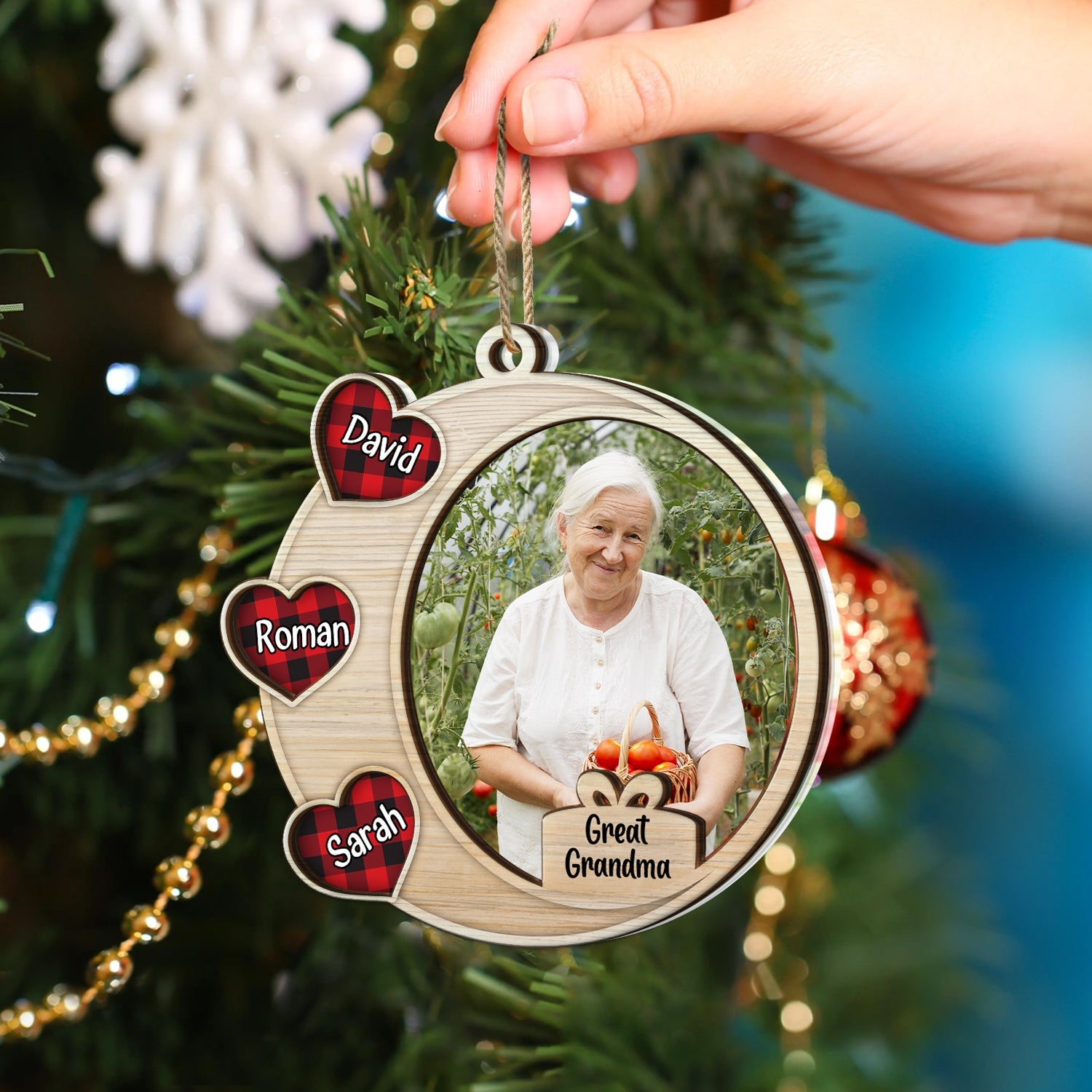 Custom Photo Heart Frame - Christmas Gift For Parents And Grandparents - Personalized 2-Layered Mix Ornament ORNA1210