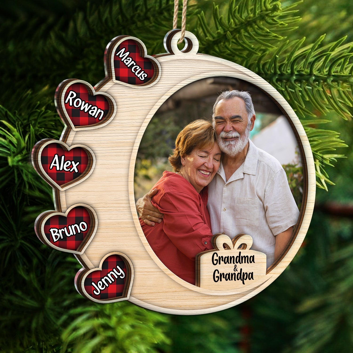 Custom Photo Heart Frame - Christmas Gift For Parents And Grandparents - Personalized 2-Layered Mix Ornament ORNA1210