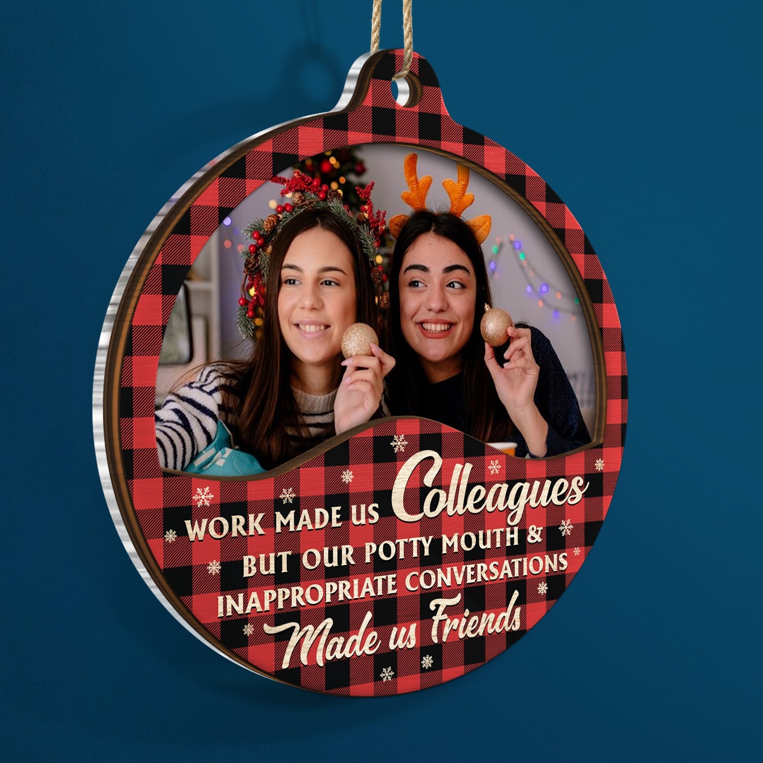 Custom Photo You Are The Reason I Don't Punch People At Work - Christmas Gifts For Colleagues, Coworker, Besties - Personalized 2-Layered Mix Ornament ORNA1210