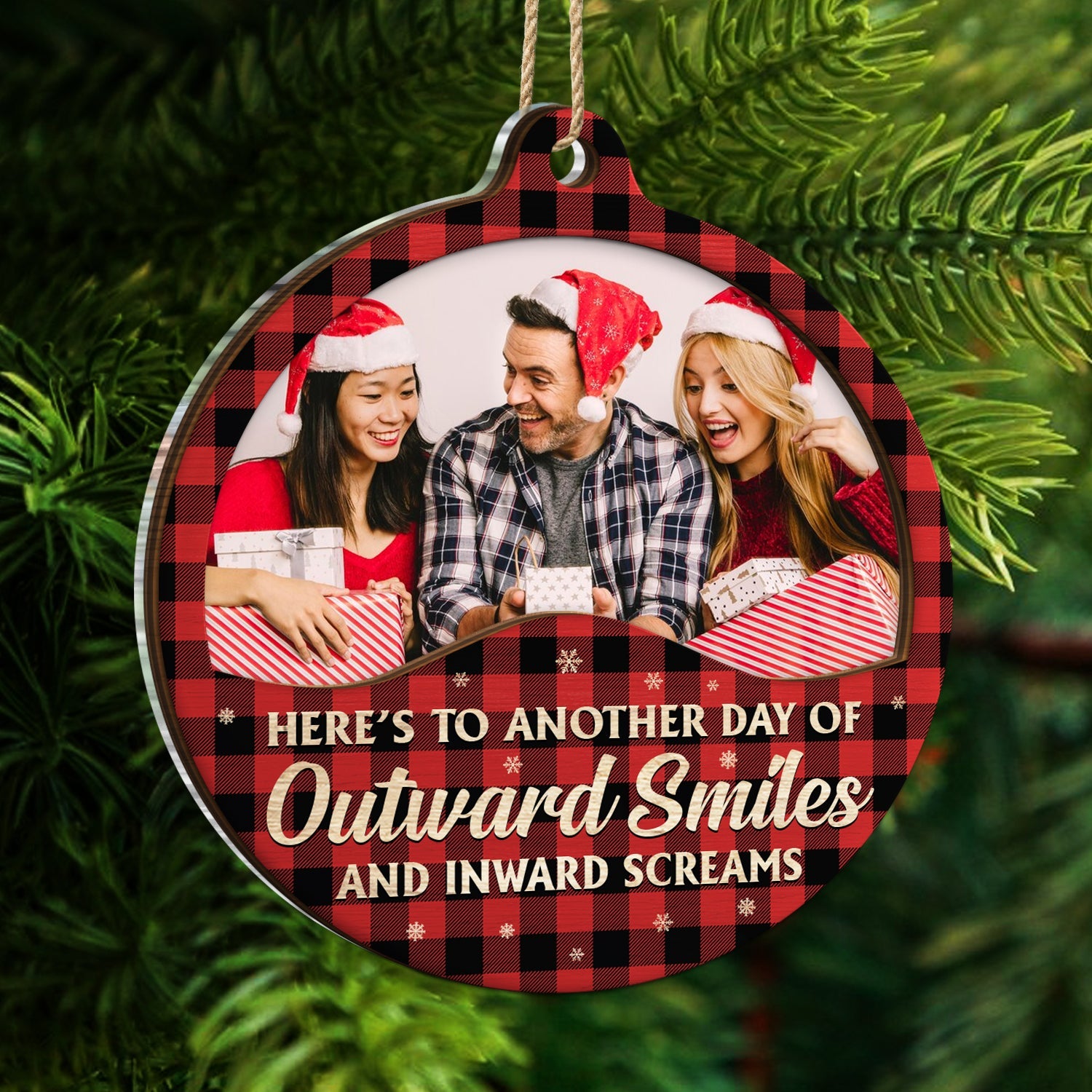 Custom Photo You Are The Reason I Don't Punch People At Work - Christmas Gifts For Colleagues, Coworker, Besties - Personalized 2-Layered Mix Ornament ORNA1210