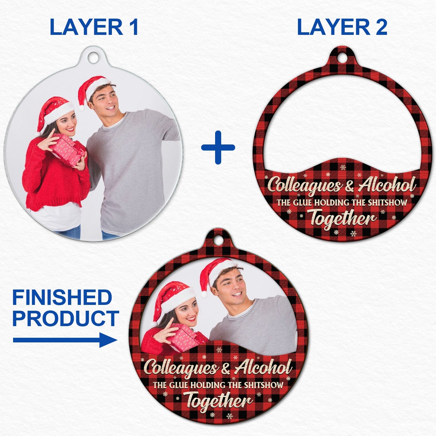 Custom Photo You Are The Reason I Don't Punch People At Work - Christmas Gifts For Colleagues, Coworker, Besties - Personalized 2-Layered Mix Ornament ORNA1210