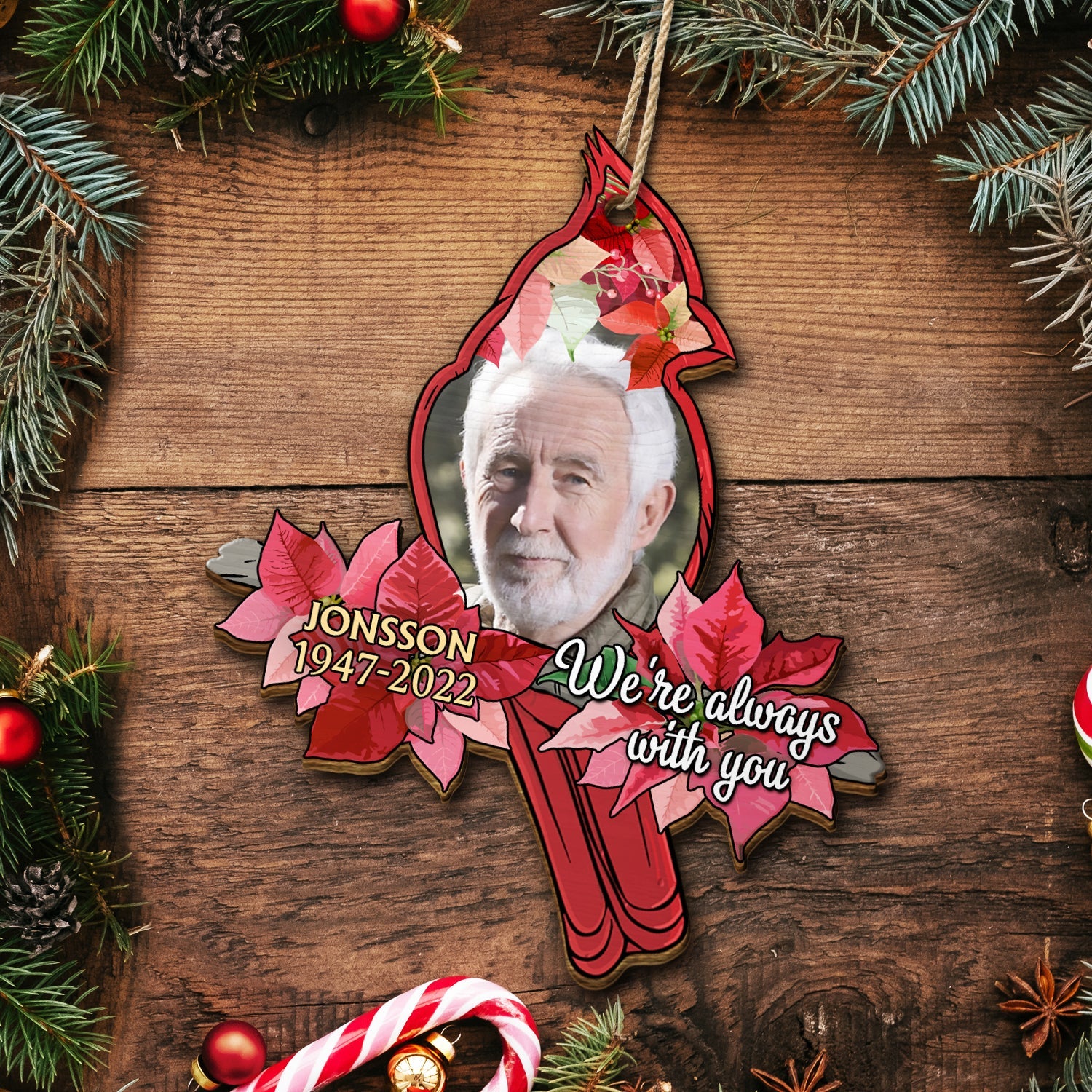 Custom Photo I'm Always With You - Remembrance, Grief, Memorial Gift For Family - Personalized Custom Shaped Wooden Ornament ORNA1210