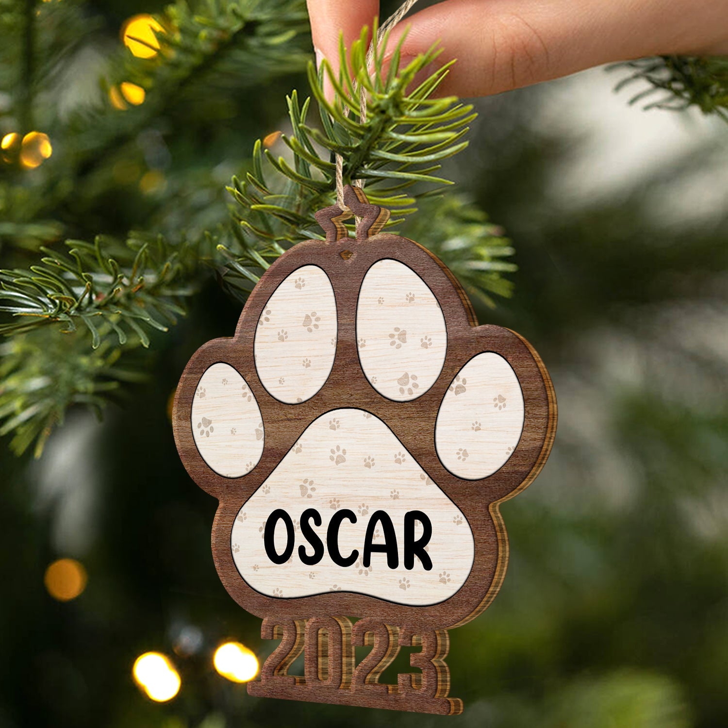 Dog And Cat Paws Christmas Tree 2023 - Xmas Gift For Pet Lover - Personalized Wooden Cutout Ornament ORNA1210