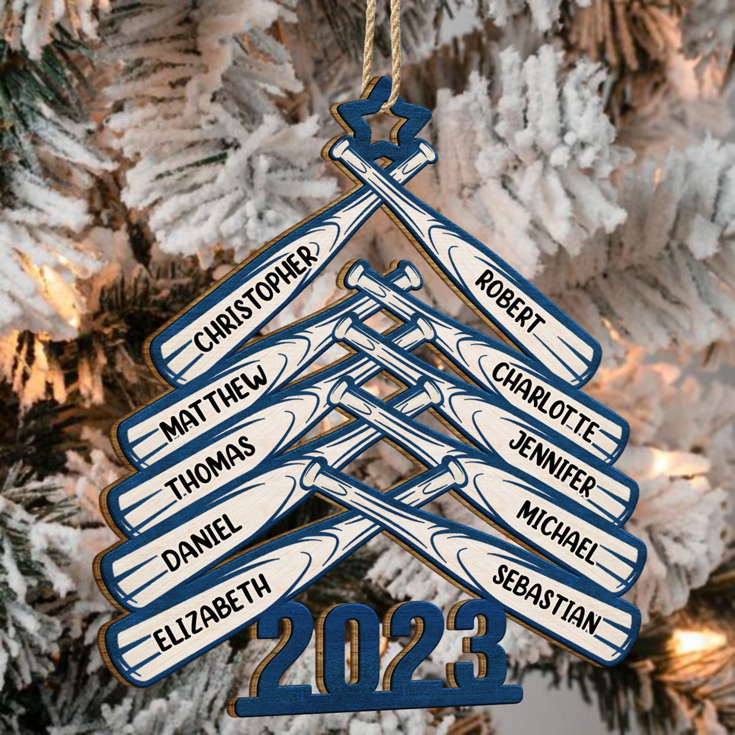 Baseball Softball Name Christmas Tree 2023 - Xmas Gift For Family, Baseball Lover - Personalized Wooden Cutout Ornament ORNA1210