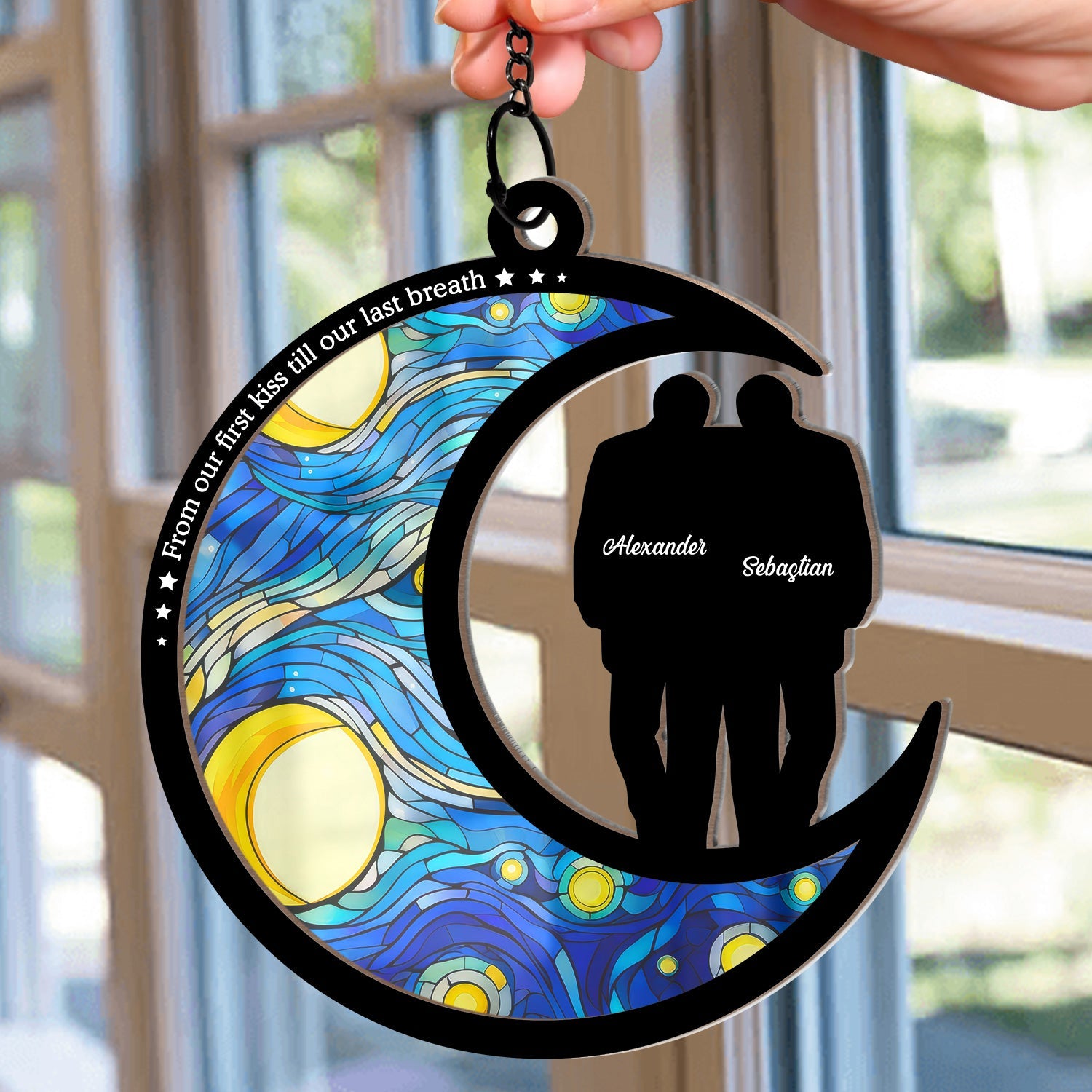 Couple Shadow From Our First Kiss - Personalized Window Hanging Suncatcher Ornament ORNA1210