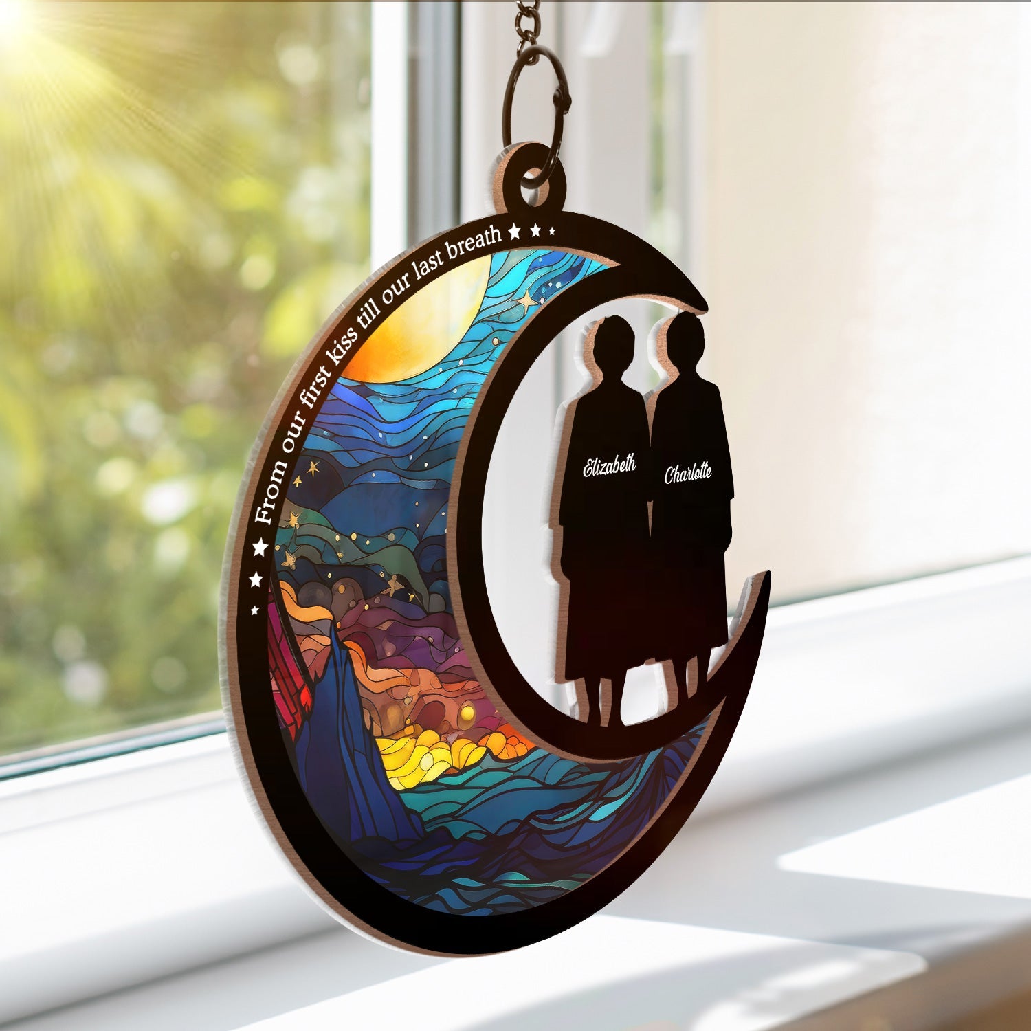 Couple Shadow From Our First Kiss - Personalized Window Hanging Suncatcher Ornament ORNA1210