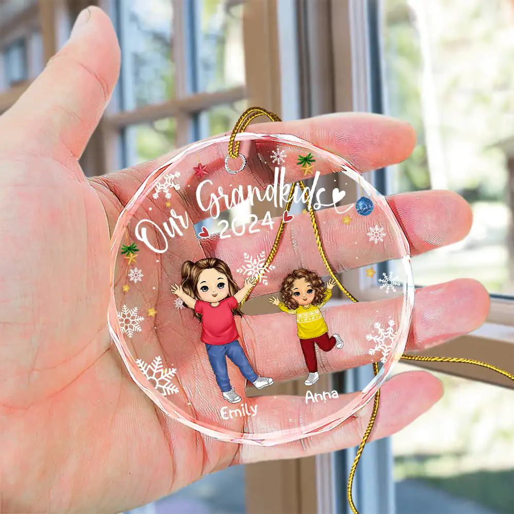 My Grandkids Grandparents Family - Personalized Circle Glass Ornament ORNA1210
