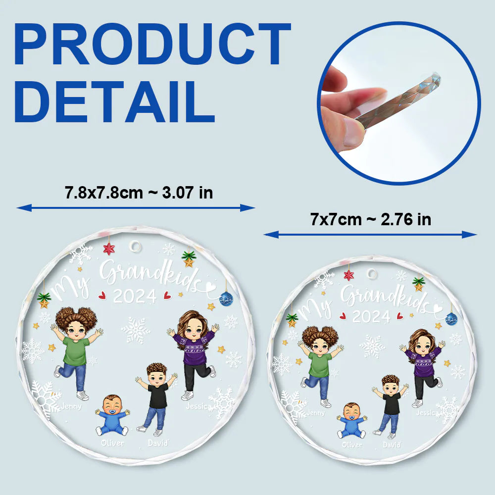 My Grandkids Grandparents Family - Personalized Circle Glass Ornament ORNA1210