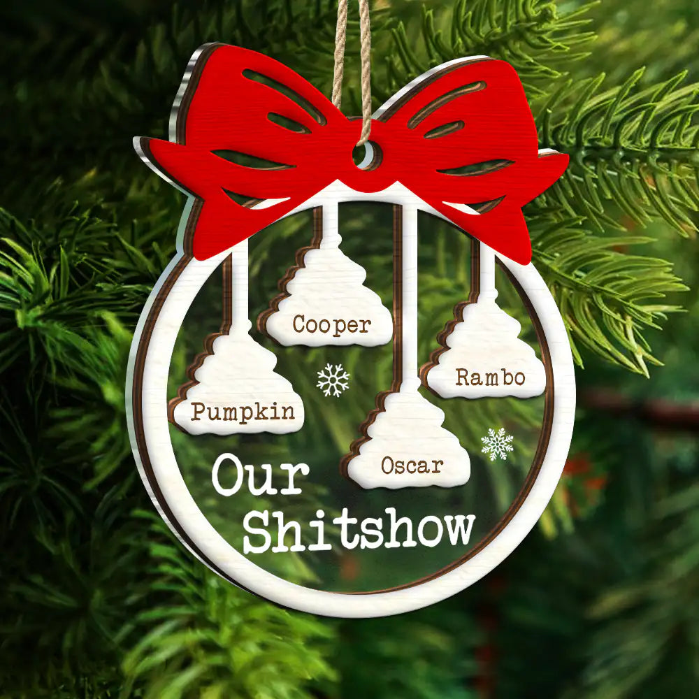 Funny Christmas Family Welcome To Our Show - Personalized 2-Layered Mix Ornament ORNA1210