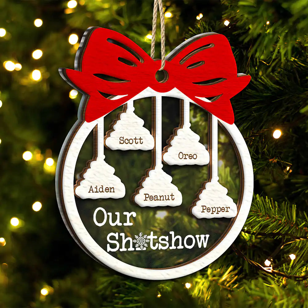 Funny Christmas Family Welcome To Our Show - Personalized 2-Layered Mix Ornament ORNA1210