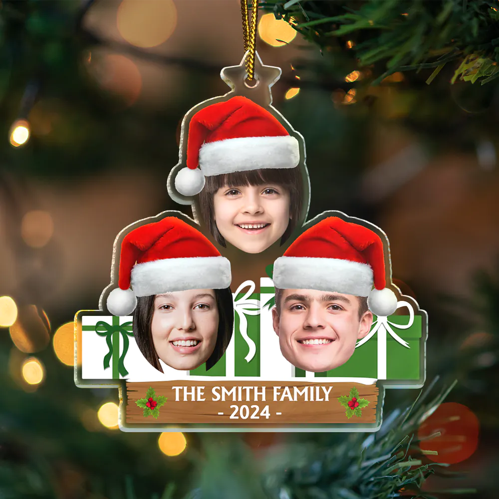 Custom Photo Funny Face Family, Friends - Personalized Cutout Acrylic Ornament ORNA1210