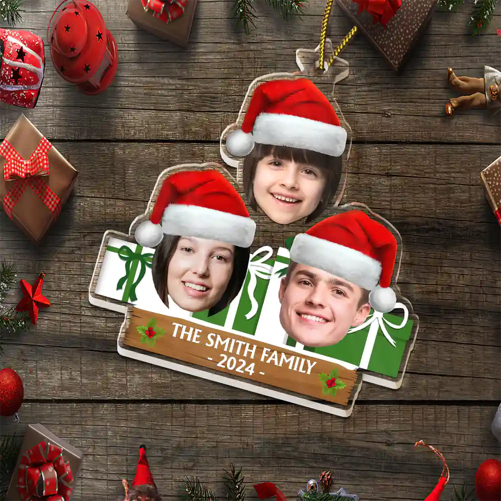 Custom Photo Funny Face Family, Friends - Personalized Cutout Acrylic Ornament ORNA1210