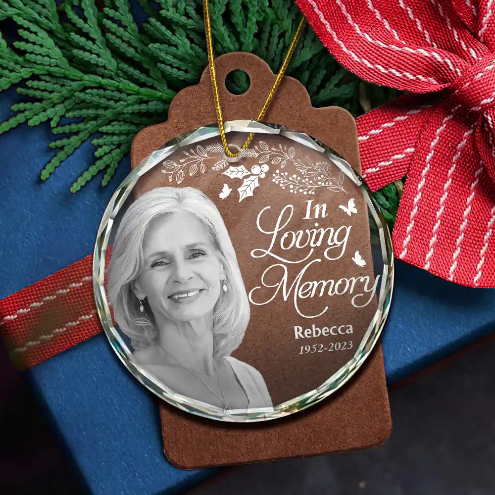 Custom Photo Grayscale Memorial Although You Cannot See Me - Personalized Circle Glass Ornament ORNA1210