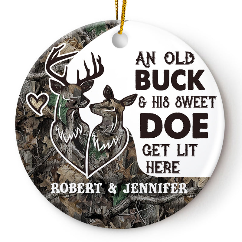 An Old Buck And His Sweet Doe Deer Couple - Christmas Gift - Personalized Custom Ceramic Ornament ORNA1210