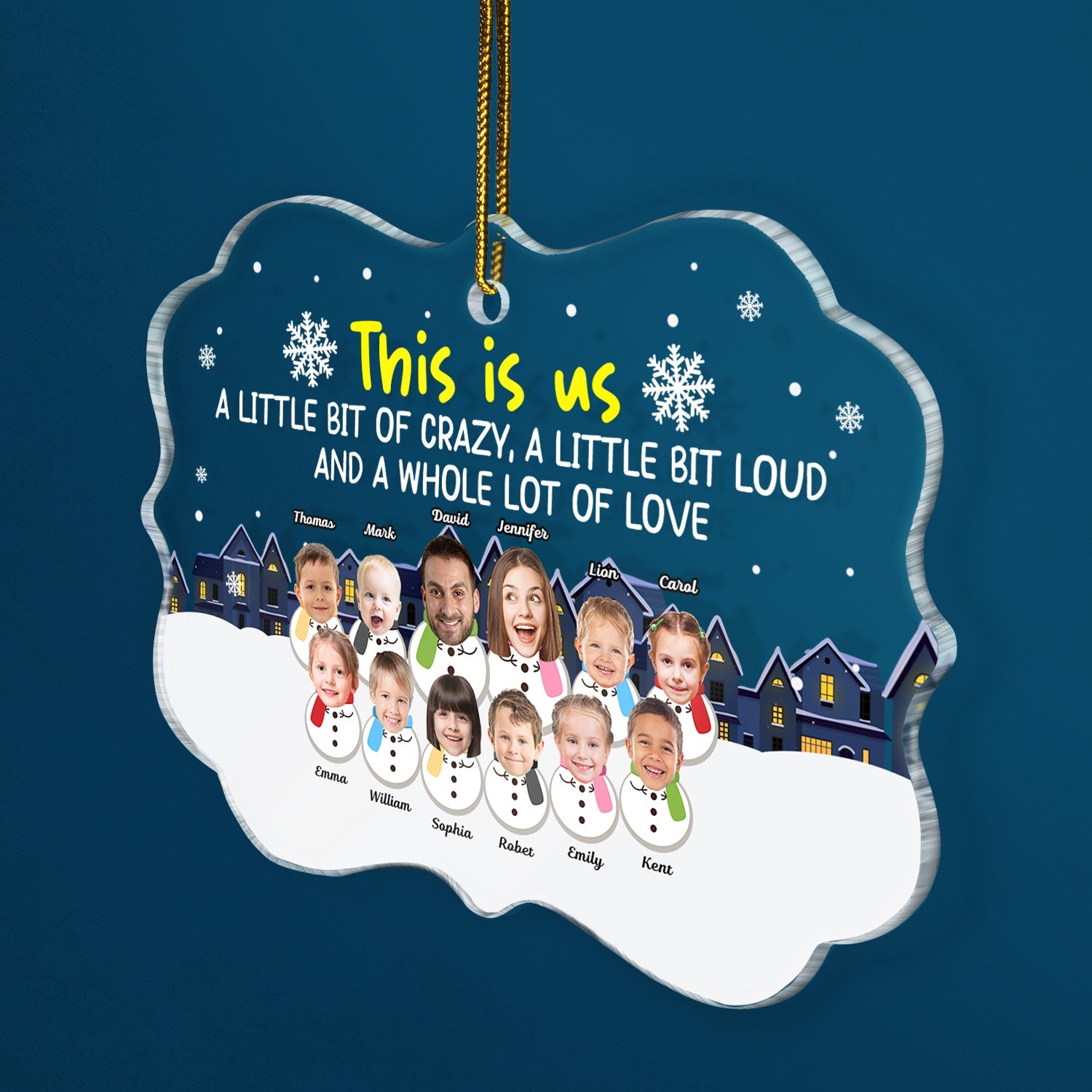 Custom Photo Lovely Grandkids Face This Is Us A Little Of Crazy - Christmas Gift For Grandparents, Parents - Personalized Medallion Acrylic Ornament ORNA1210