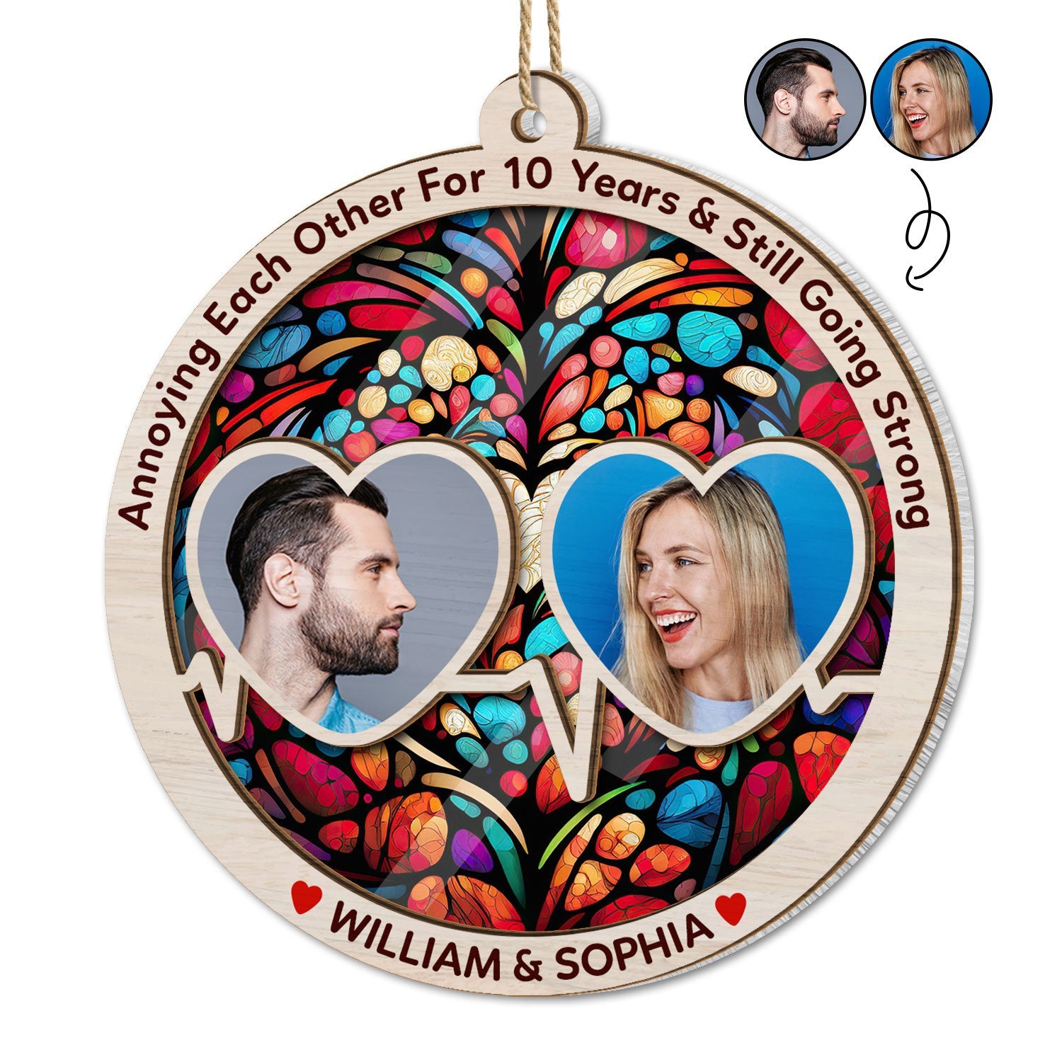 Custom Photo Annoying Each Other For Years - Christmas Gift For Couples, Spouse, Lover, Husband, Wife, Boyfriend, Girlfriend - Personalized Suncatcher Ornament ORNA1210
