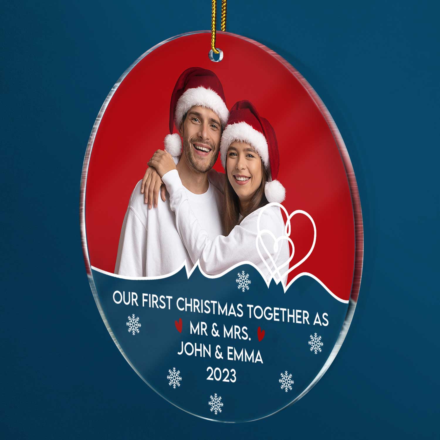 Custom Photo Our First Christmas Together - Christmas Gift For Couples, Spouse, Lover, Husband, Wife, Boyfriend, Girlfriend - Personalized Circle Acrylic Ornament ORNA1210