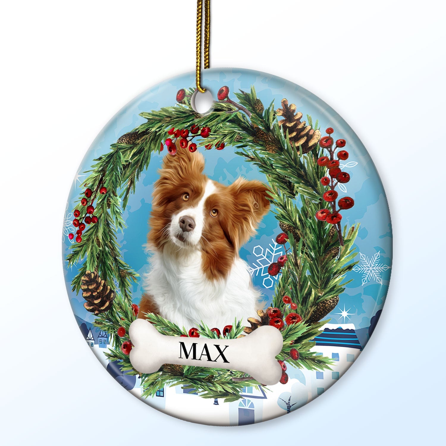 Custom Photo Lovely Pet Face - Christmas Gift For Pet Lovers, Pet Memorial - Personalized Circle Ceramic Ornament ORNA1210