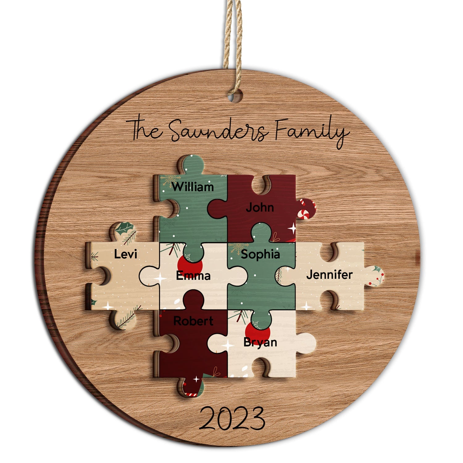 Family Puzzle - Christmas Gift For Family - Personalized 2-Layered Wooden Ornament ORNA1210