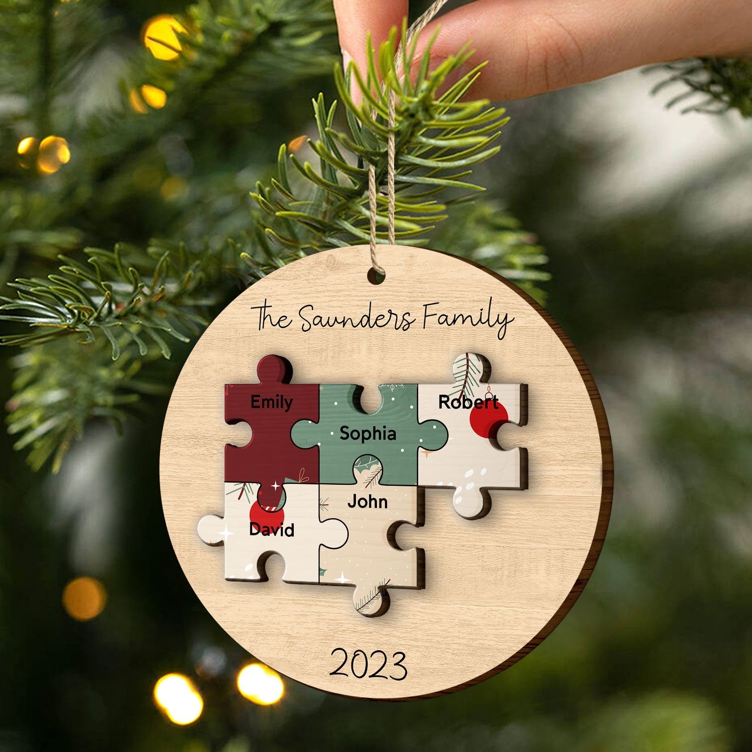 Family Puzzle - Christmas Gift For Family - Personalized 2-Layered Wooden Ornament ORNA1210
