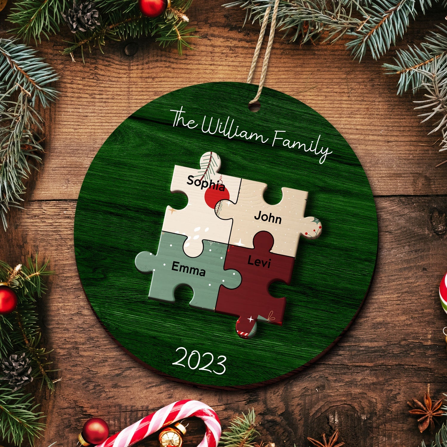 Family Puzzle - Christmas Gift For Family - Personalized 2-Layered Wooden Ornament ORNA1210