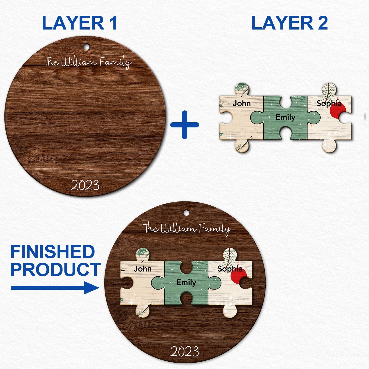 Family Puzzle - Christmas Gift For Family - Personalized 2-Layered Wooden Ornament ORNA1210