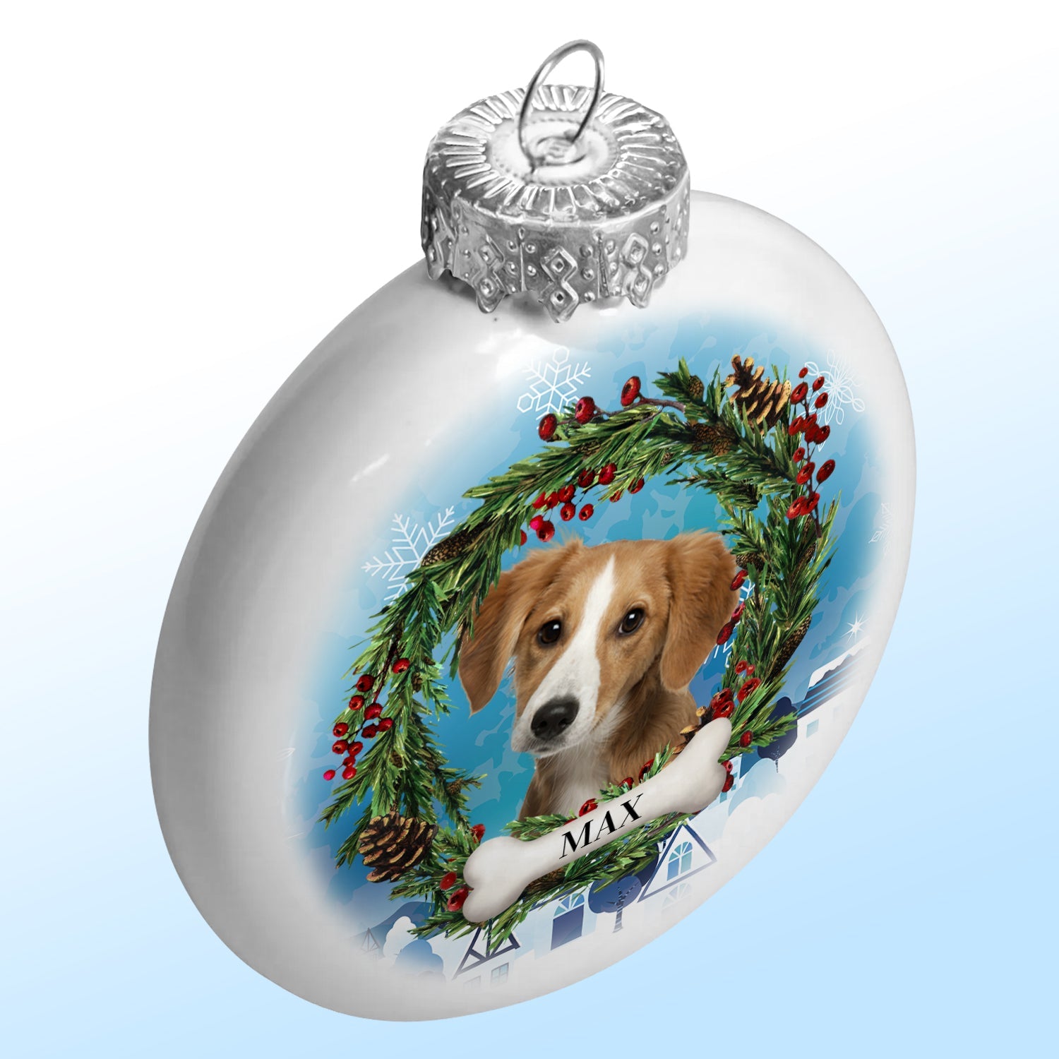 Custom Photo Lovely Dogs Cats - Christmas Memorial Gift For Pet Lovers - Personalized White Flat Ball Ornament ORNA1210