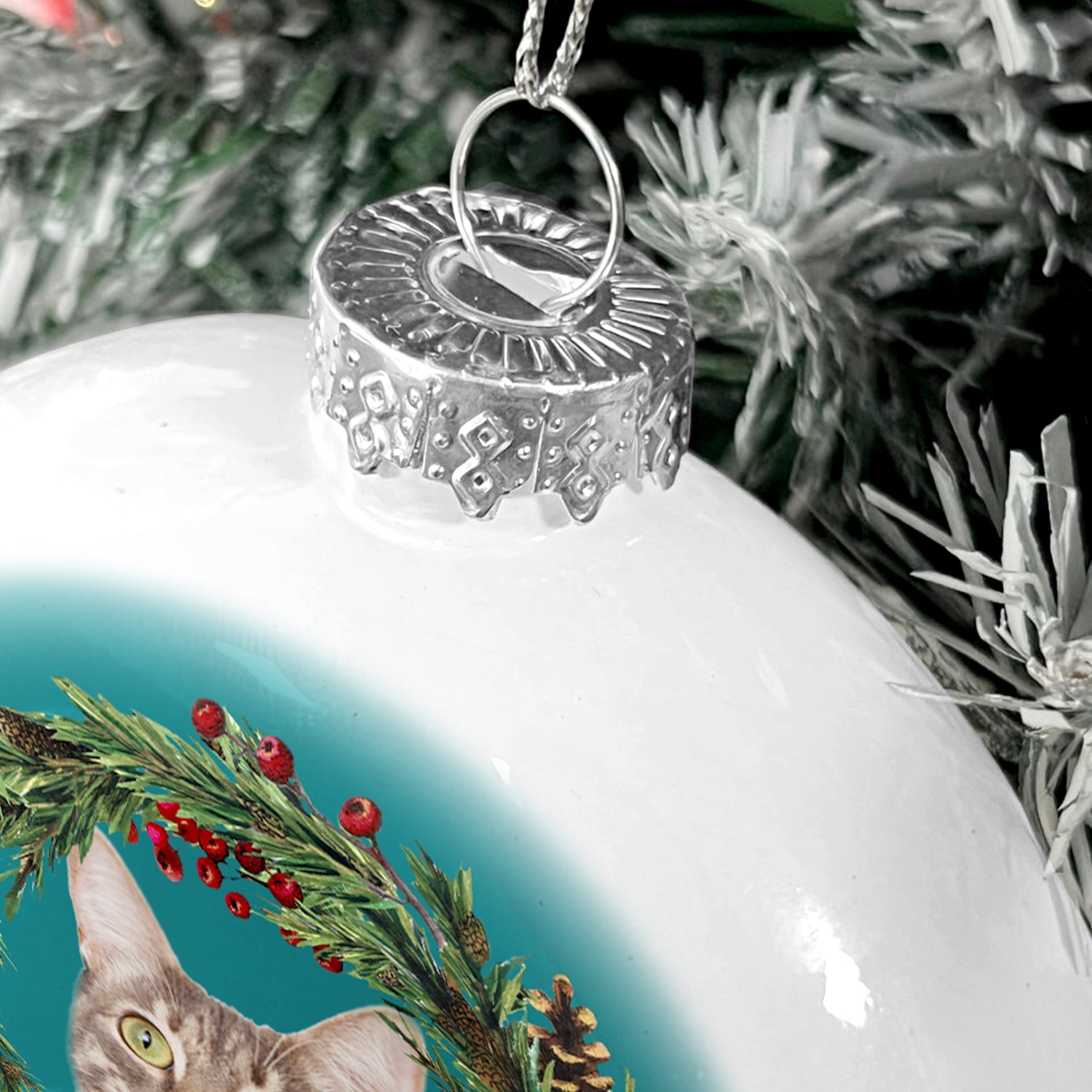 Custom Photo Lovely Dogs Cats - Christmas Memorial Gift For Pet Lovers - Personalized White Flat Ball Ornament ORNA1210