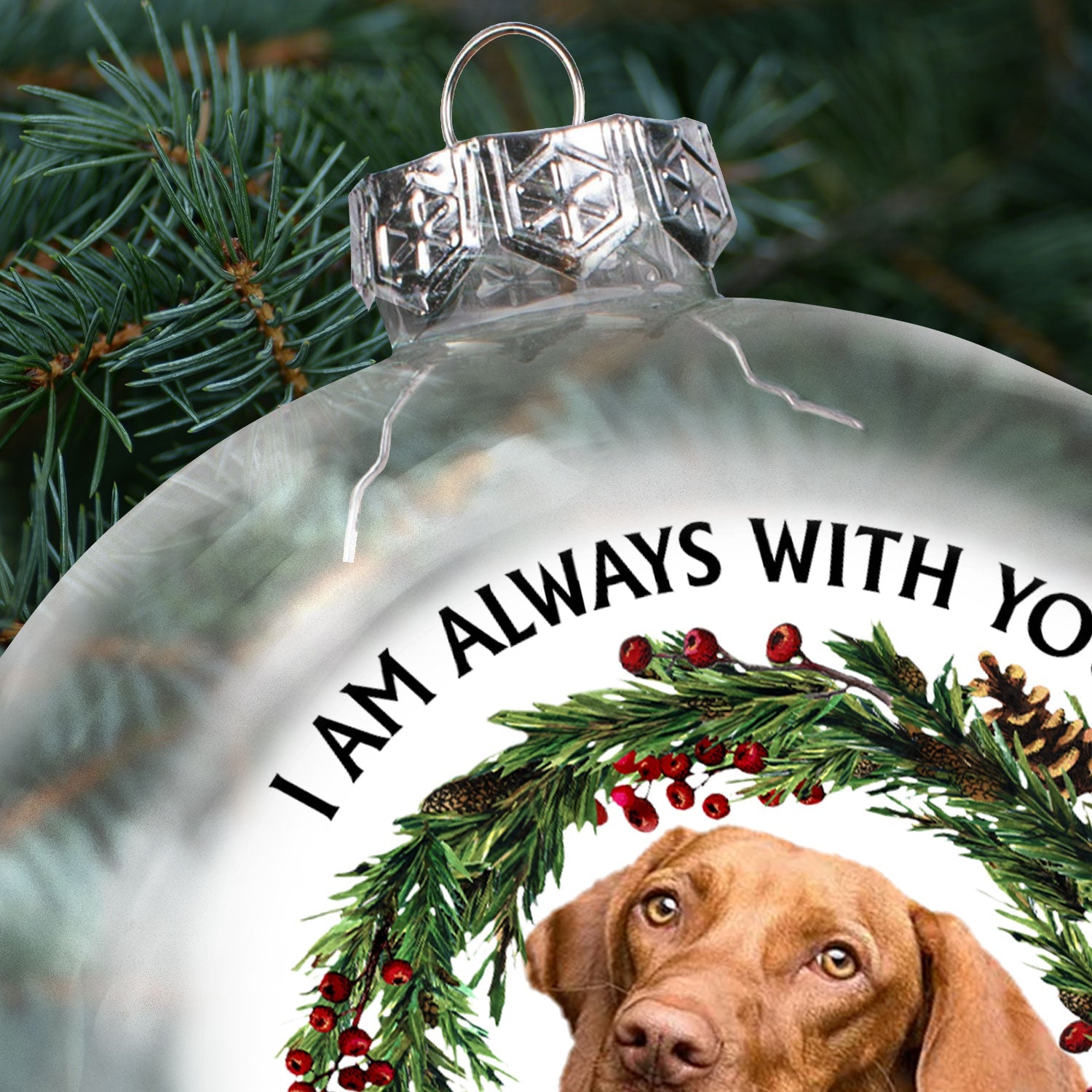 Custom Photo Lovely Dogs Cats Forever In My Heart - Christmas Memorial Gift For Pet Lovers - Personalized Clear Flat Ball Ornament ORNA1210