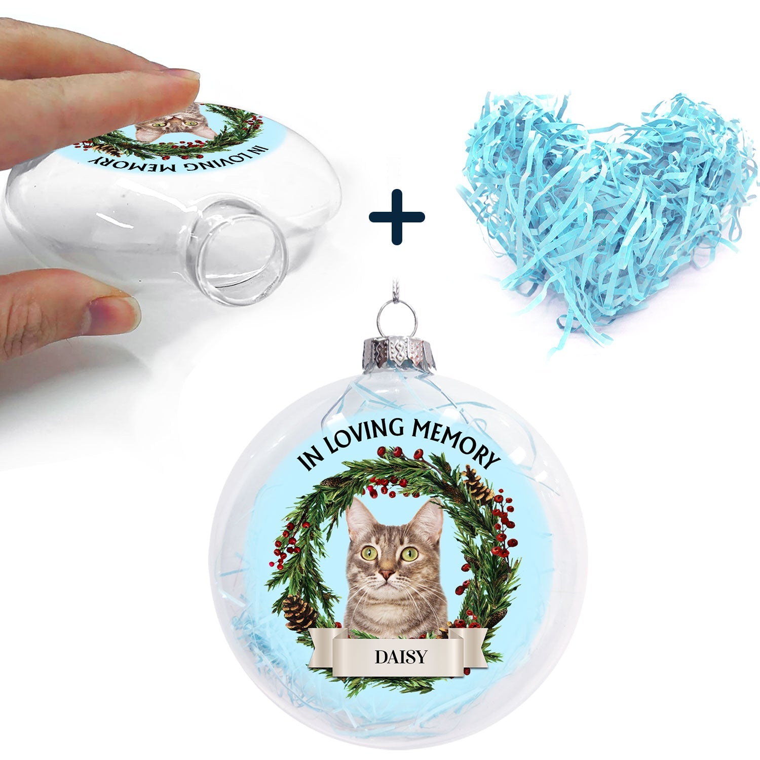 Custom Photo Lovely Dogs Cats Forever In My Heart - Christmas Memorial Gift For Pet Lovers - Personalized Clear Flat Ball Ornament ORNA1210