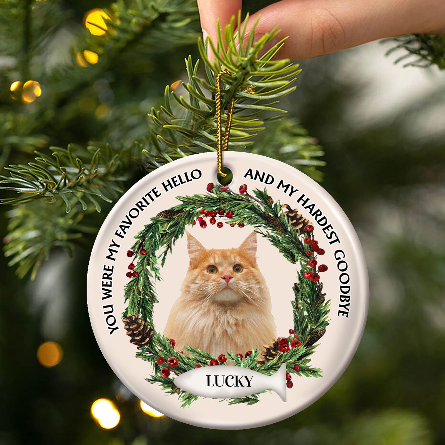 Custom Photo Dogs Cats If Love Could Have Saved You - Christmas Memorial Gift For Pet Lovers - Personalized Circle Ceramic Ornament ORNA1210