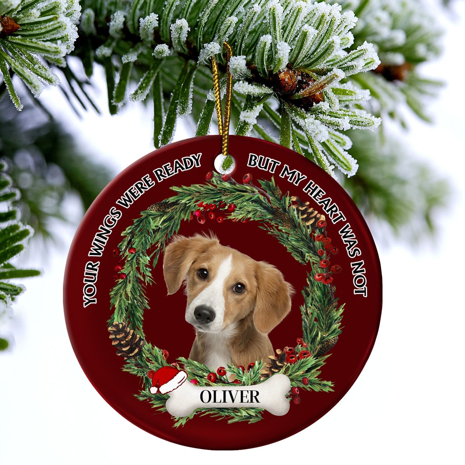 Custom Photo Dogs Cats If Love Could Have Saved You - Christmas Memorial Gift For Pet Lovers - Personalized Circle Ceramic Ornament ORNA1210