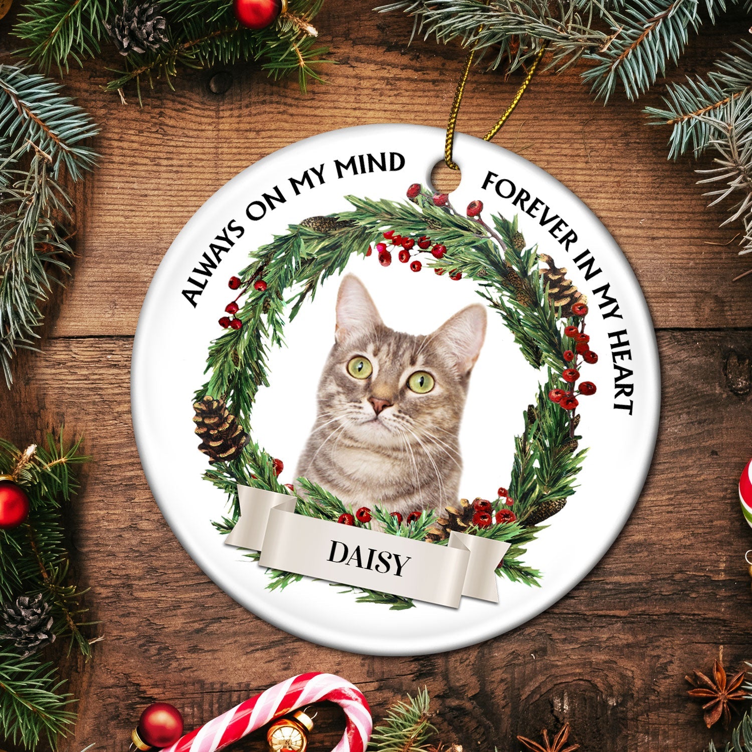 Custom Photo Dogs Cats If Love Could Have Saved You - Christmas Memorial Gift For Pet Lovers - Personalized Circle Ceramic Ornament ORNA1210
