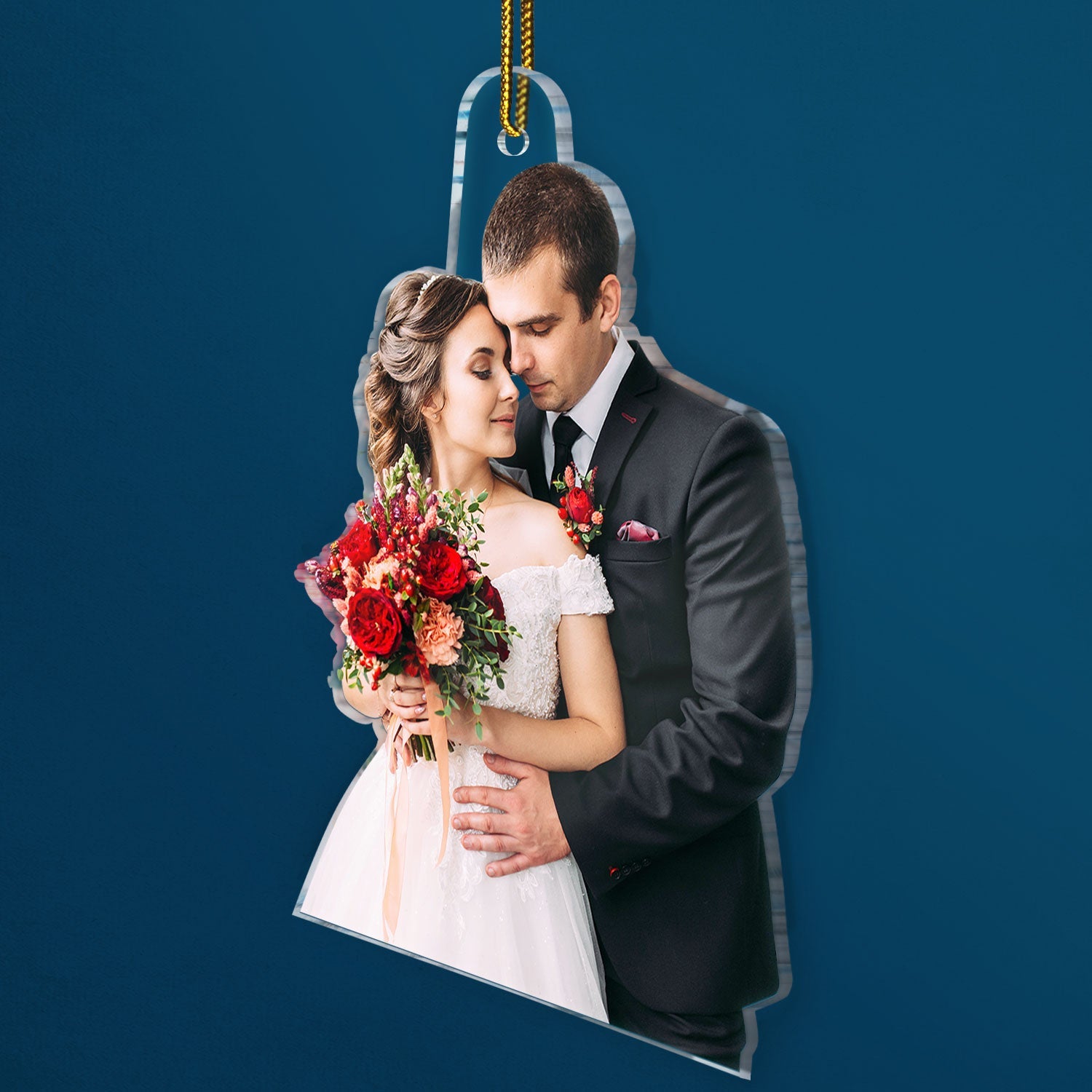 Custom Photo Our First Christmas Married - Gift For Couple, Bride, Groom, Engaged People - Personalized Acrylic Photo Ornament ORNA1210