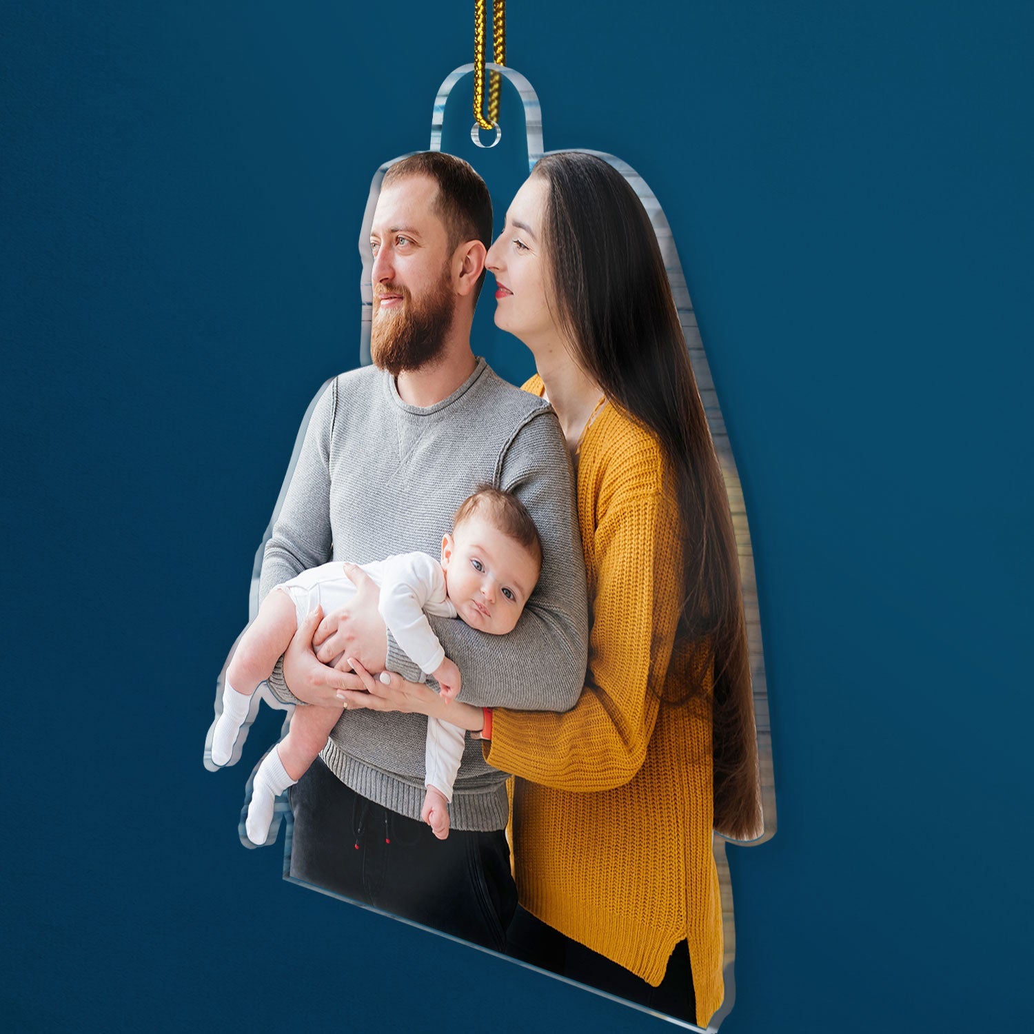 Custom Photo Baby's First Christmas Married - Gift For Family, New Parents - Personalized Acrylic Photo Ornament ORNA1210