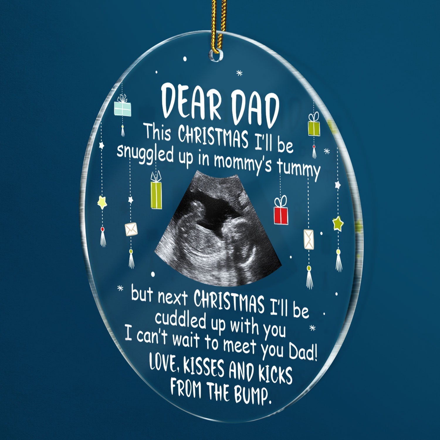 Custom Photo Baby Bump To Daddy, Mommy - Christmas Gift For Mom, Dad, New Parents - Personalized Circle Acrylic Ornament ORNA1210