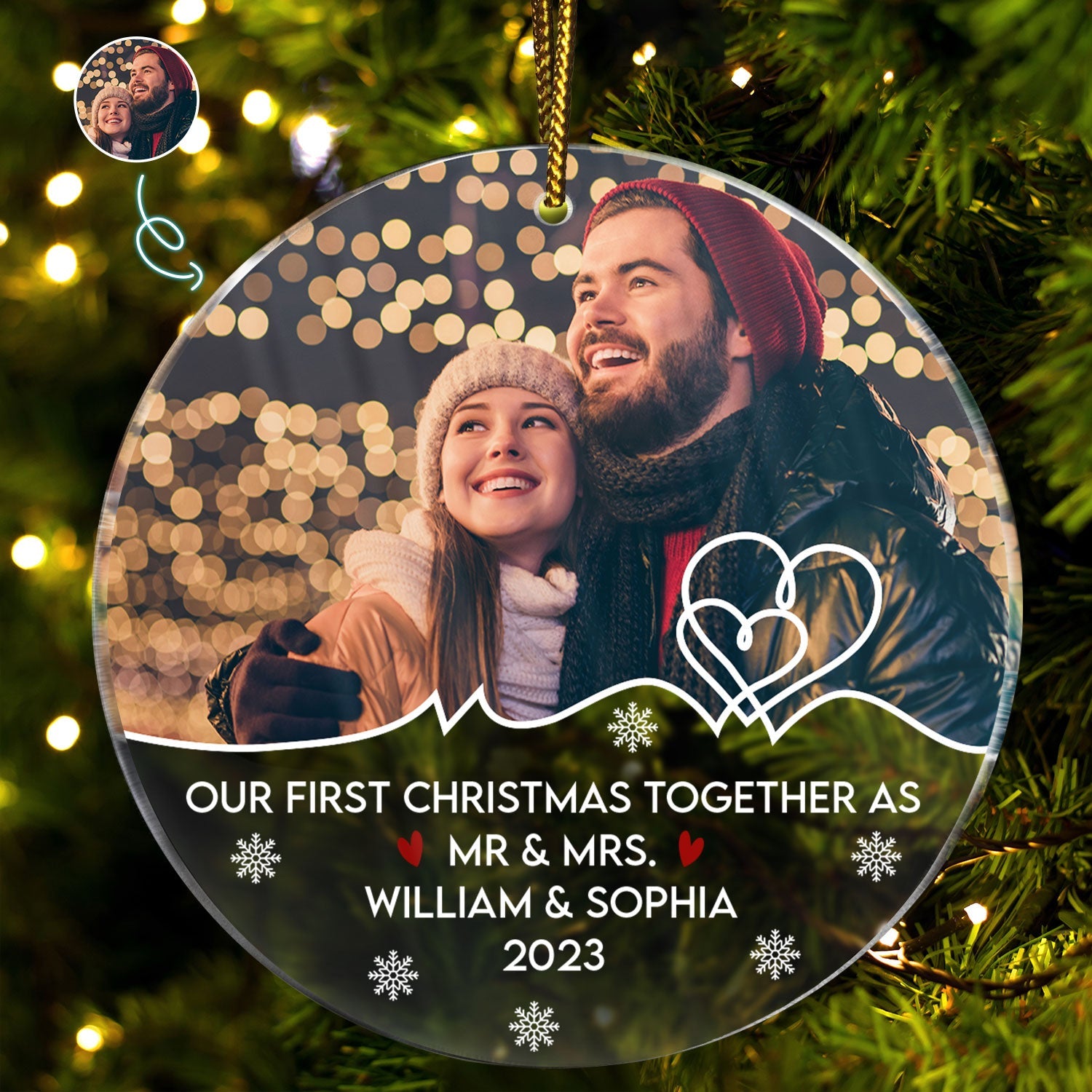 Custom Photo Our First Christmas Together - Christmas Gift For Couples, Spouse, Lover, Husband, Wife, Boyfriend, Girlfriend - Personalized Circle Acrylic Ornament ORNA1210