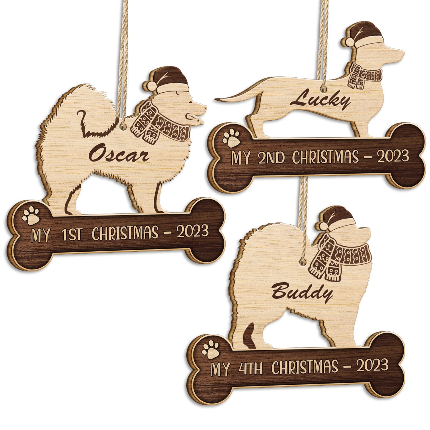 My 1st, 2nd, 3rd, 4th... Christmas 2023 - Xmas Gift For Dog Lovers, Pet Owners - Personalized Wooden Cutout Ornament ORNA1210