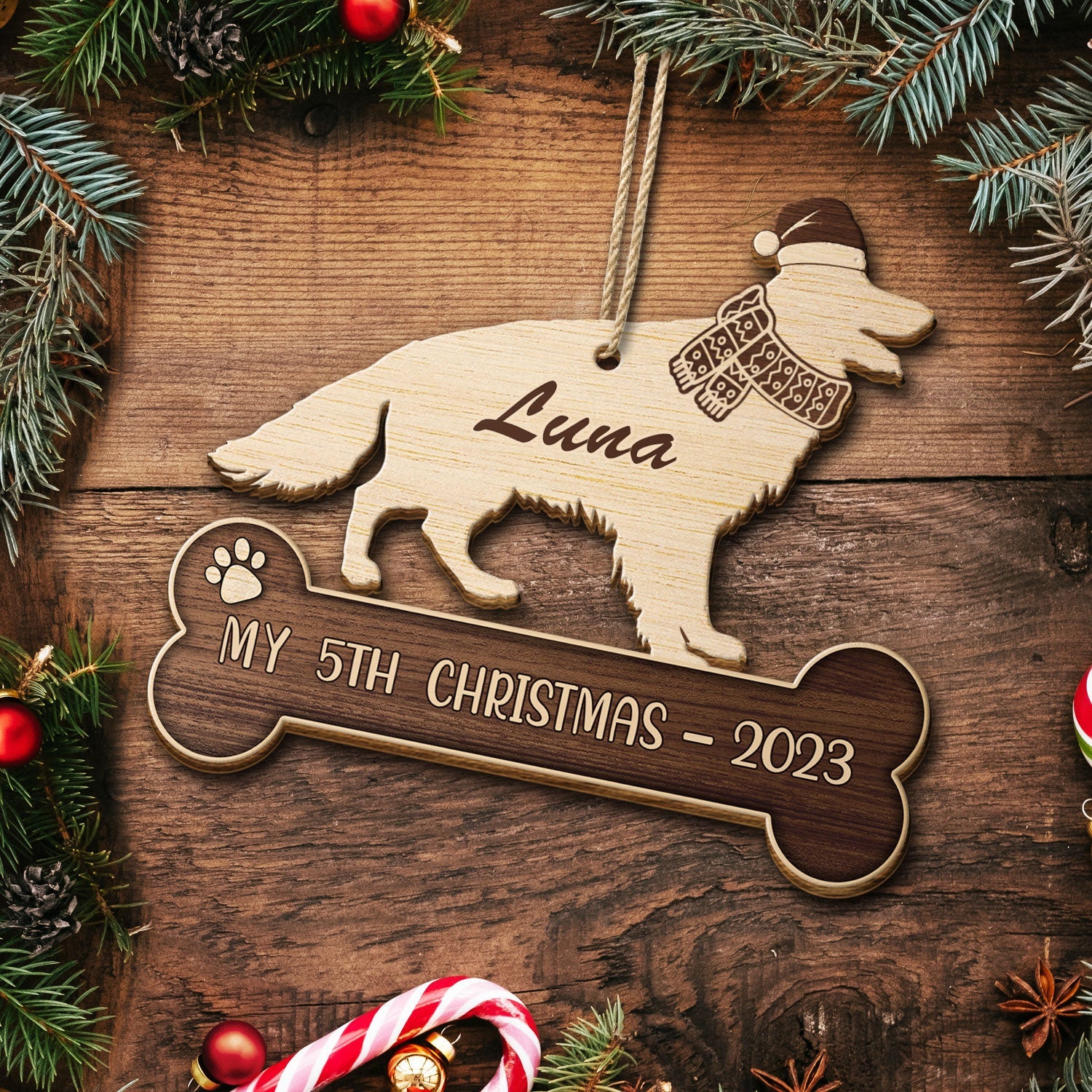 My 1st, 2nd, 3rd, 4th... Christmas 2023 - Xmas Gift For Dog Lovers, Pet Owners - Personalized Wooden Cutout Ornament ORNA1210
