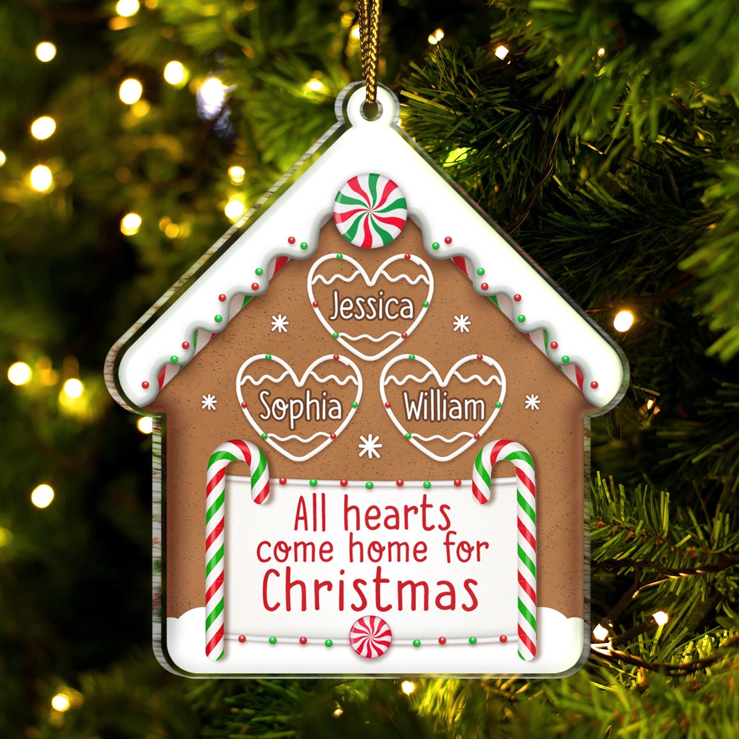 All Hearts Come Home For Christmas Cookie House - Xmas Gift For Family - Personalized Custom Shaped Acrylic Ornament ORNA1210