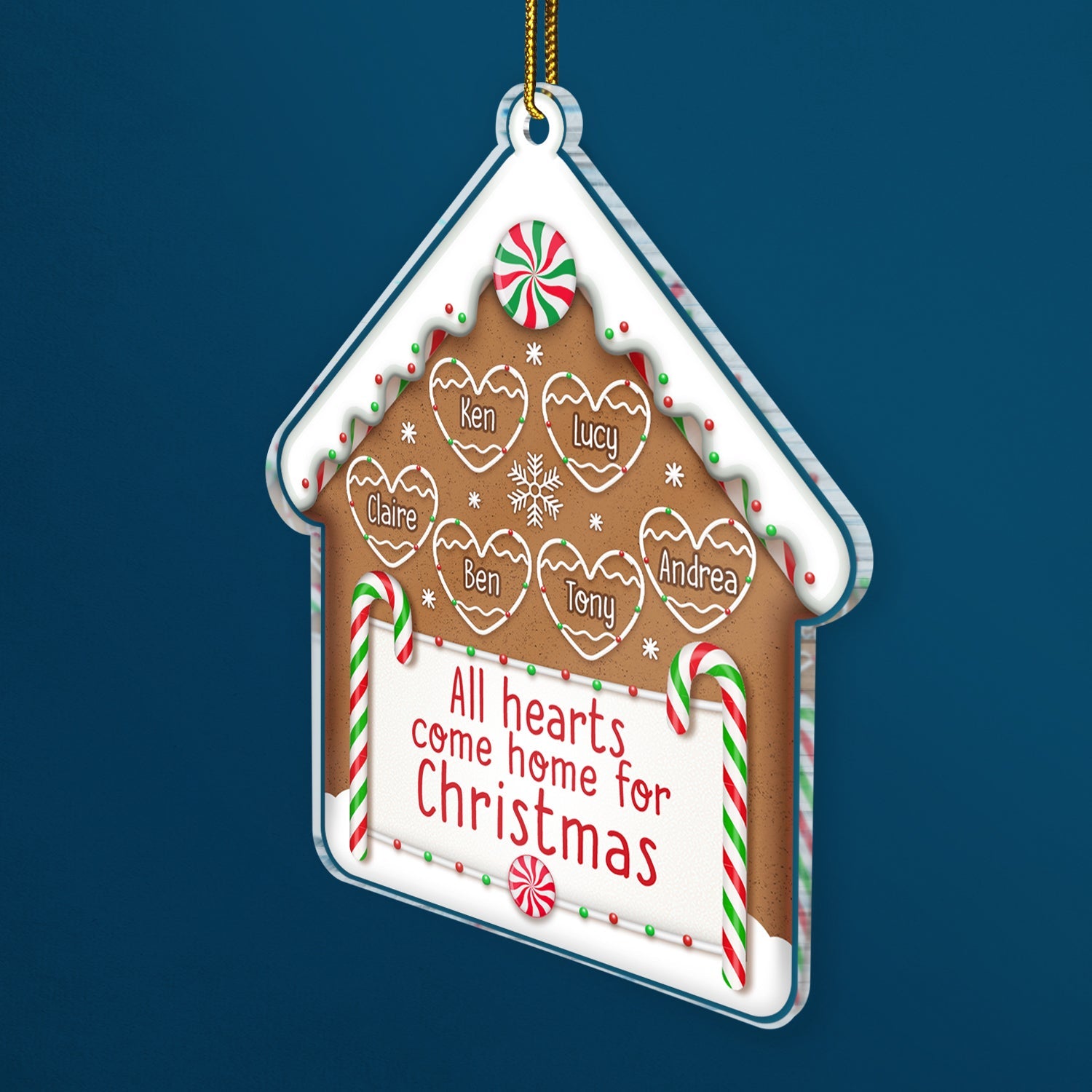 All Hearts Come Home For Christmas Cookie House - Xmas Gift For Family - Personalized Custom Shaped Acrylic Ornament ORNA1210