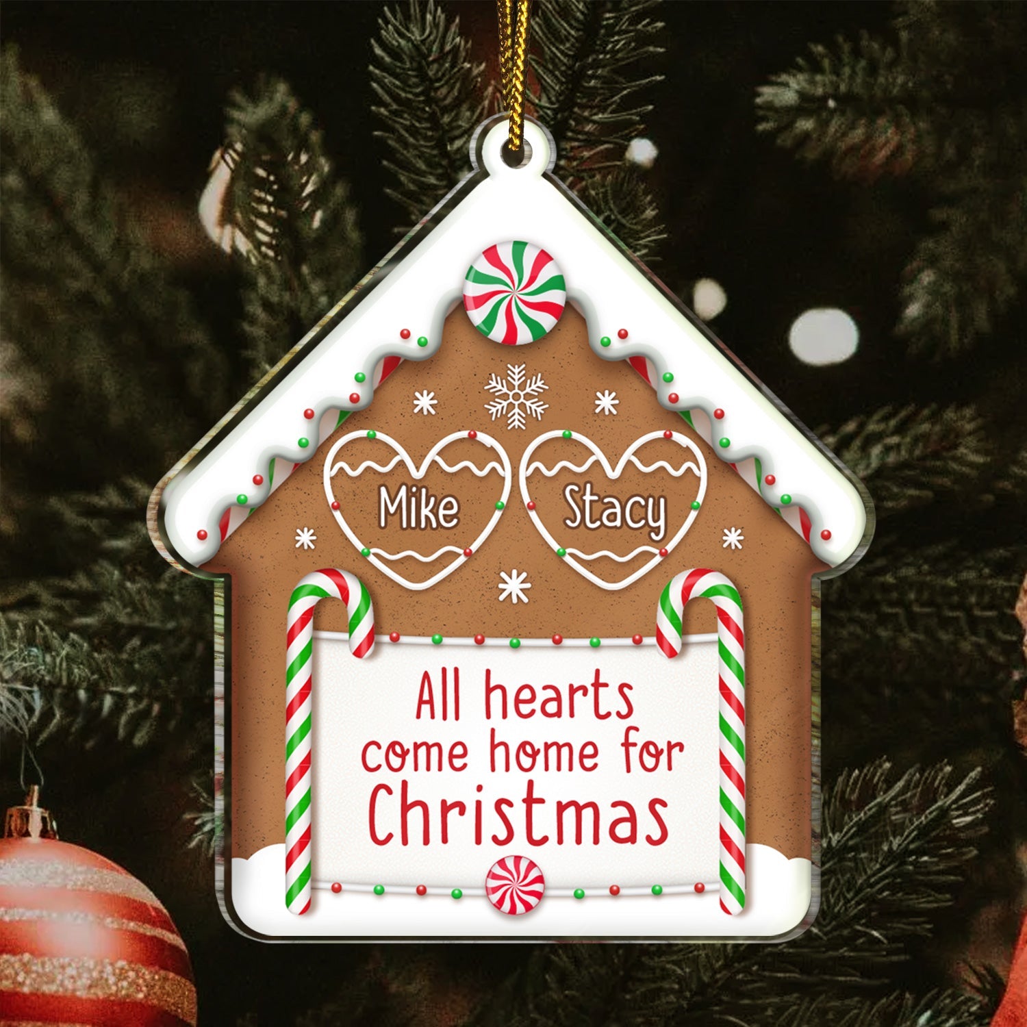 All Hearts Come Home For Christmas Cookie House - Xmas Gift For Family - Personalized Custom Shaped Acrylic Ornament ORNA1210