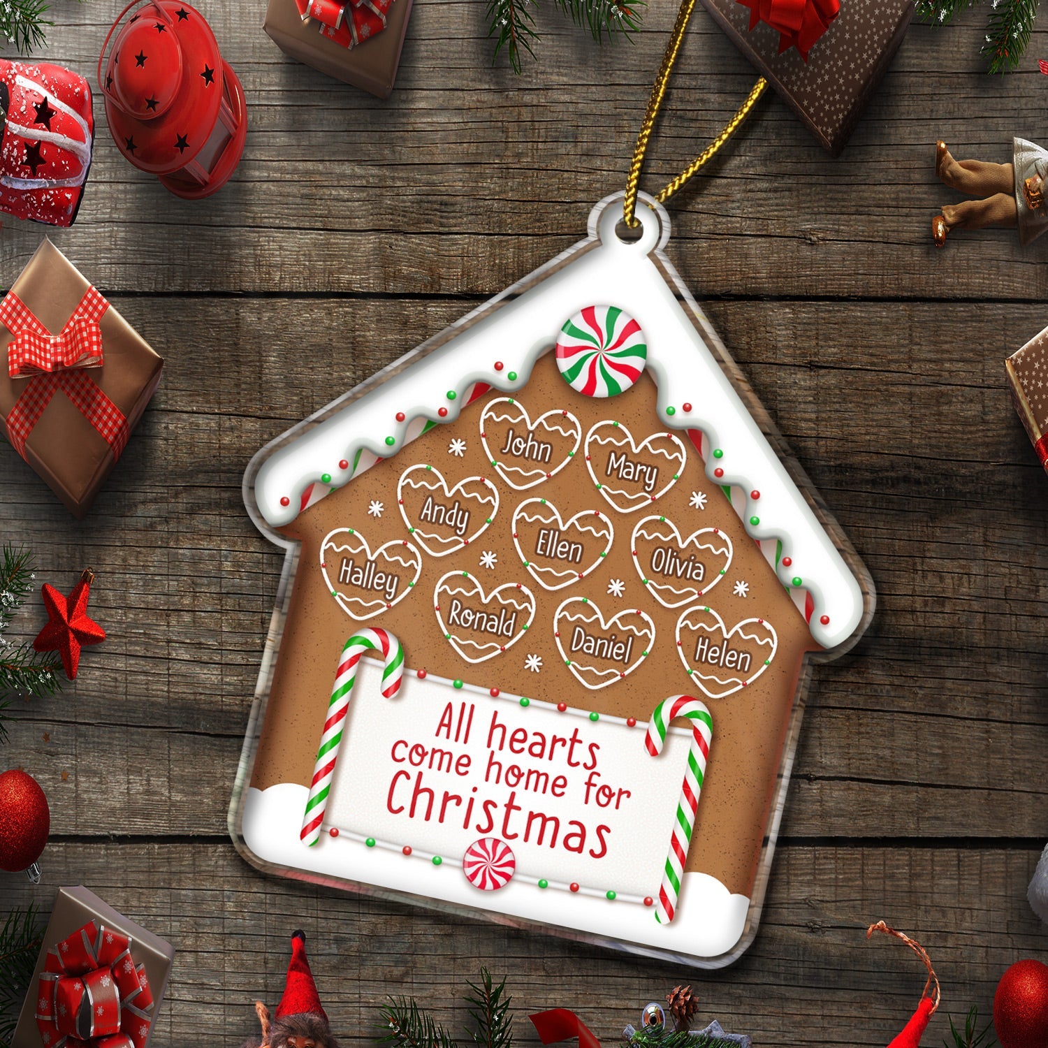 All Hearts Come Home For Christmas Cookie House - Xmas Gift For Family - Personalized Custom Shaped Acrylic Ornament ORNA1210