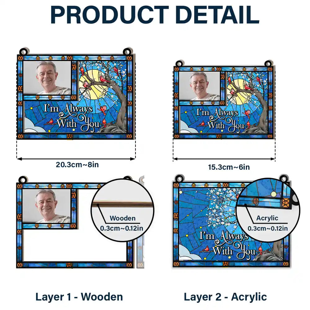 Custom Photo I'm Always With You Wavy Sky - Personalized Window Hanging Suncatcher Ornament ORNA1210