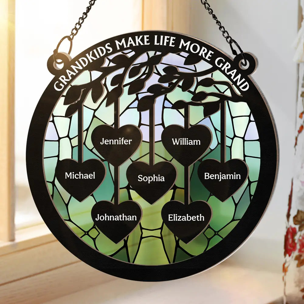 Grandkids Make Life More Grand - Personalized Window Hanging Suncatcher Ornament ORNA1210