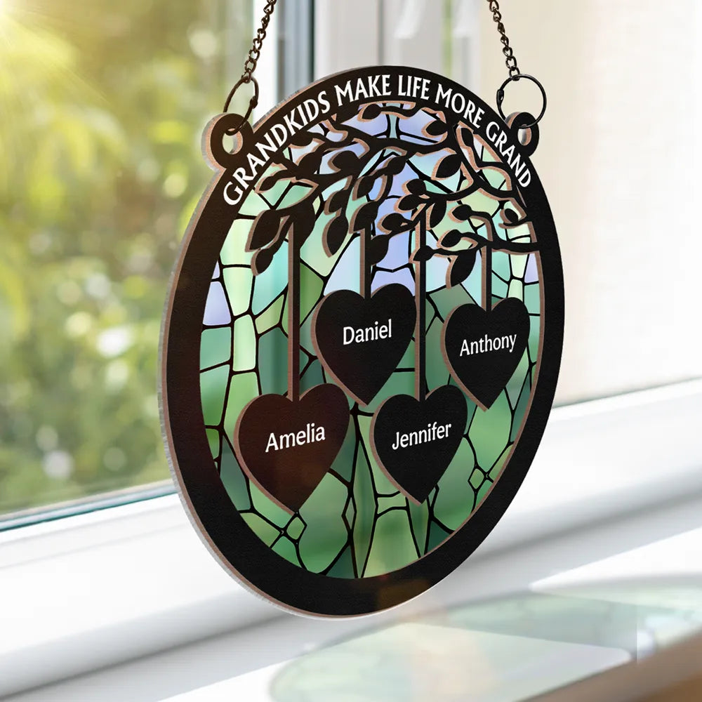 Grandkids Make Life More Grand - Personalized Window Hanging Suncatcher Ornament ORNA1210