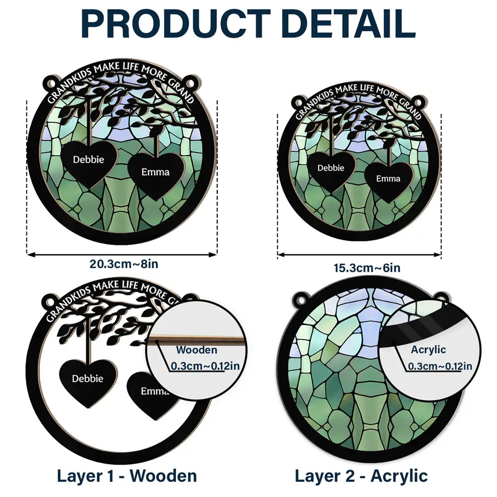 Grandkids Make Life More Grand - Personalized Window Hanging Suncatcher Ornament ORNA1210