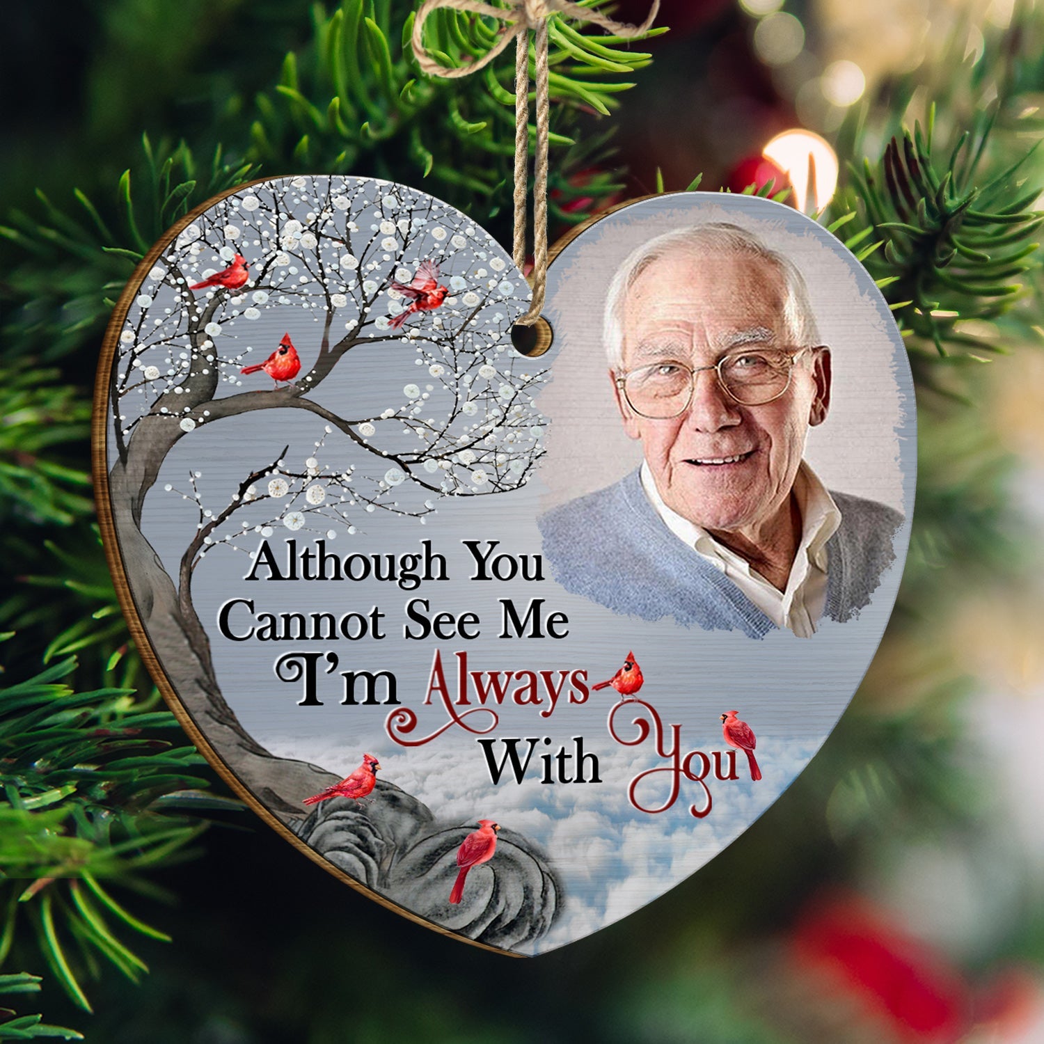 Custom Photo I'm Always With You - Christmas, Memorial Gift For Family, Siblings, Friends - Personalized Custom Shaped Wooden Ornament ORNA1210