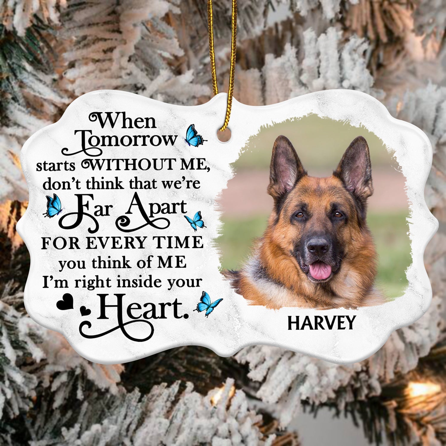 Custom Photo When Tomorrow Starts Without Me - Christmas, Memorial Gift For Dog Lovers, Cat Lovers - Personalized Medallion Ceramic Ornament ORNA1210